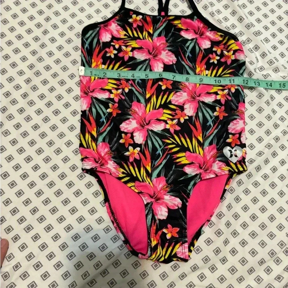 HURLEY Girl’s Tropical One Piece Racerback Swimsuit / Size: 7/8
